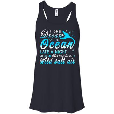 She Dream Of The Ocean Late Night And Longs For The Wild Salt Air-T-Shirt & Hoodie-Women's Flowy Racerback Tank-Midnight