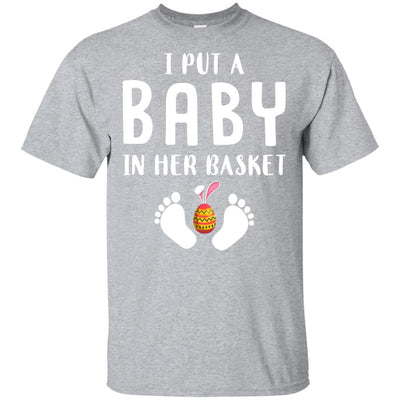 I Put A Baby In Her Basket Easter Pregnancy-T-Shirt & Hoodie-Classic T-Shirt-Sport Grey
