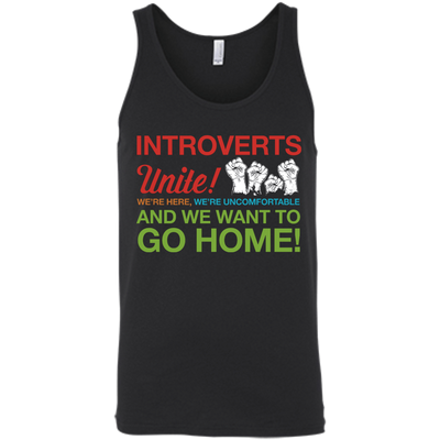 Introverts Unite We're Here We're Uncomfortable-T-Shirt & Hoodie-Unisex Tank-Black
