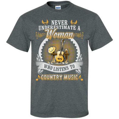 A Woman Listen To Country Music-T-Shirt & Hoodie-Classic T-Shirt-Dark Heather