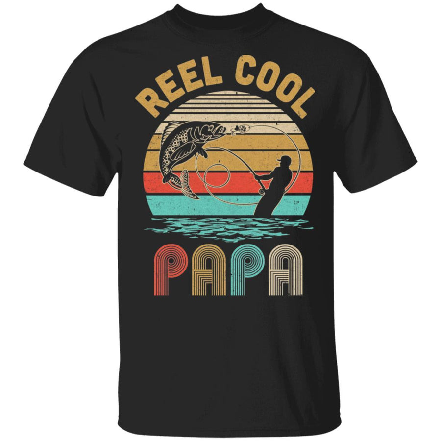 Vintage Reel Cool Papa Fish Fishing Father's Day Gift-T-Shirt & Hoodie-Classic T-Shirt-Black