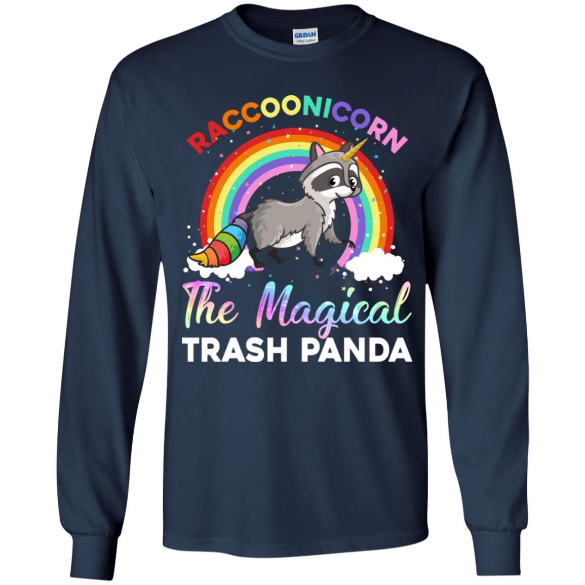 Racoonicorn Raccoon Unicorn Trash Panda For Kid Girls Youth-Youth Shirt-Youth Long Sleeve T-Shirt-Navy