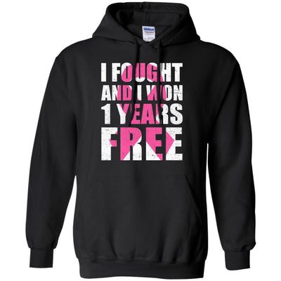 I Fought An I Won 1 Year Free Fight Support Breast Cancer-T-Shirt & Hoodie-Pullover Hoodie-Black