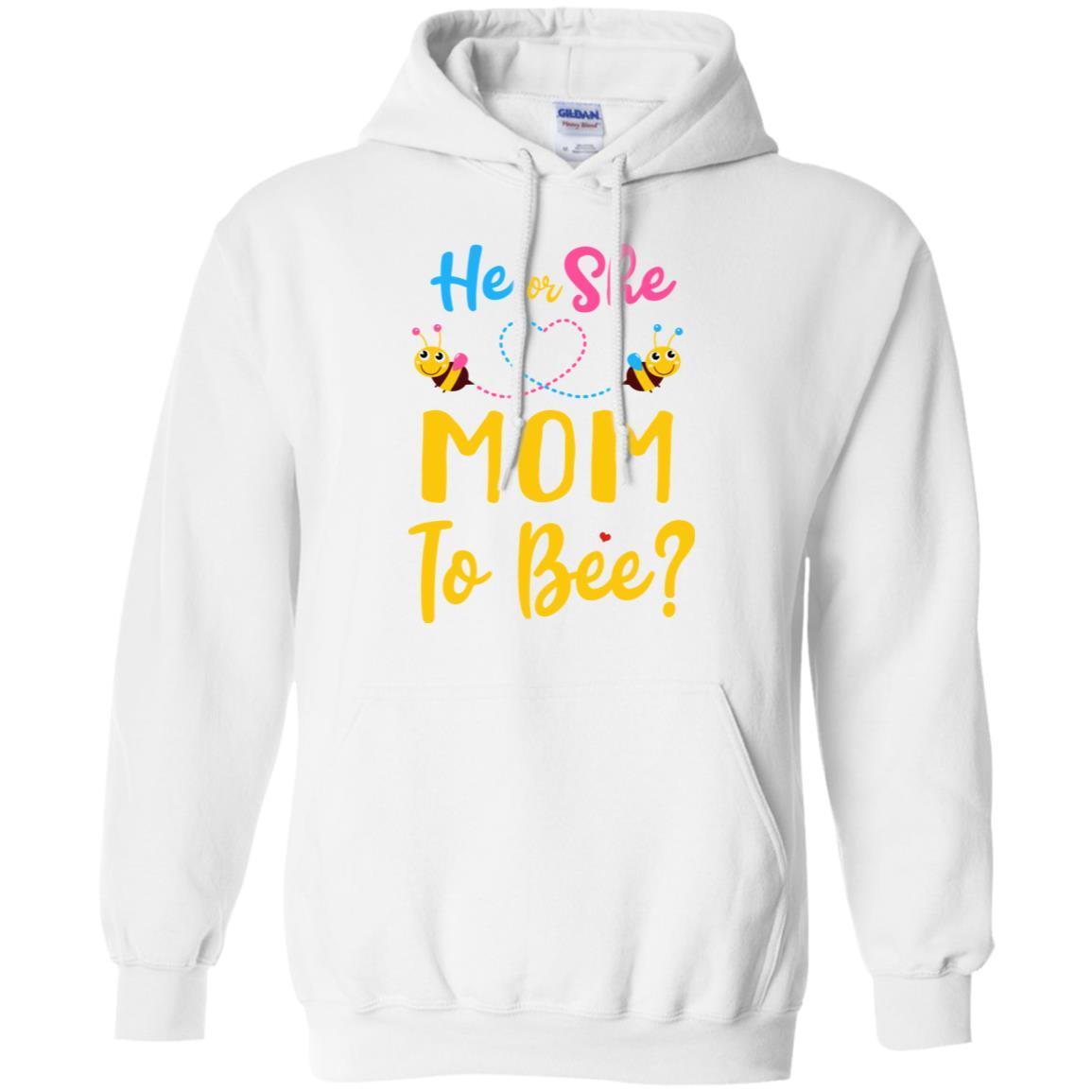 Gender Reveal Pink Or Blue What Will It Bee He Or She Mom-T-Shirt & Hoodie-Pullover Hoodie-White
