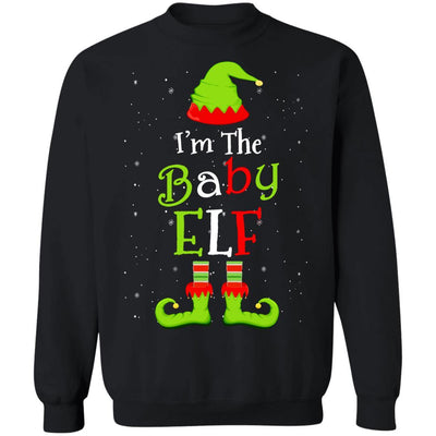 I'm The Baby Elf Family Matching Funny Christmas Group Gift-T-Shirt & Sweatshirt-Crewneck Sweatshirt-Black