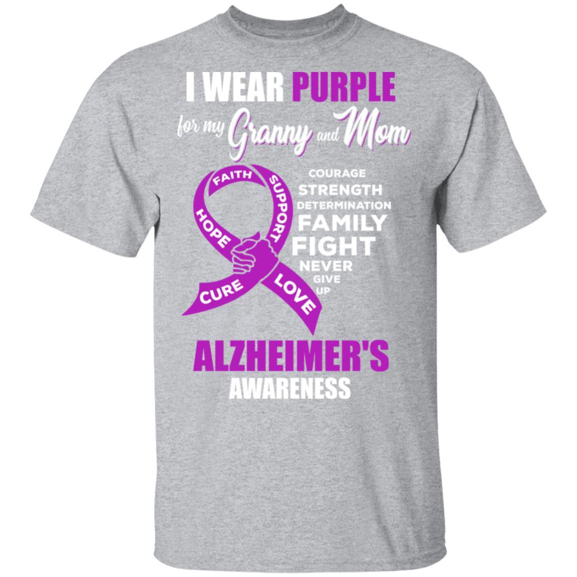 Alzheimer's Awareness I Wear Purple For My Granny and Mom-T-Shirt & Hoodie-Classic T-Shirt-Sport Grey
