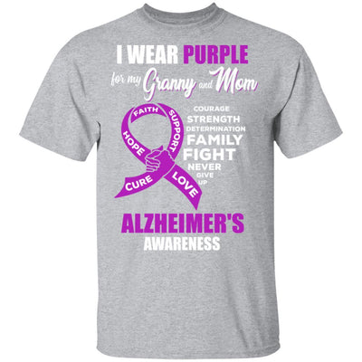 Alzheimer's Awareness I Wear Purple For My Granny and Mom-T-Shirt & Hoodie-Classic T-Shirt-Sport Grey