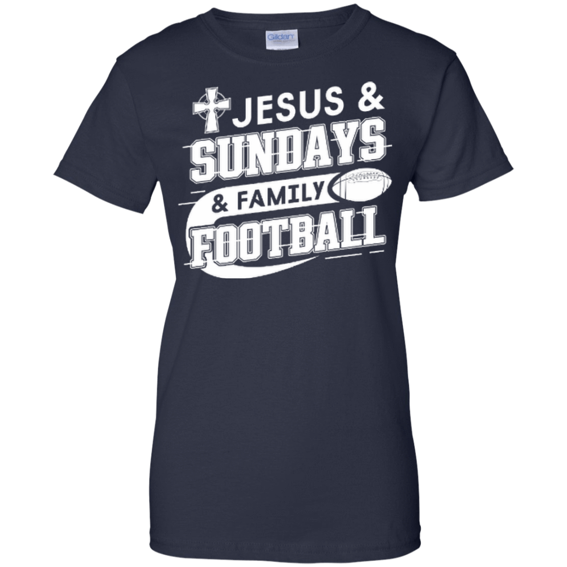 Jesus Sundays Family Football-T-Shirt & Hoodie-Women's T-Shirt-Navy