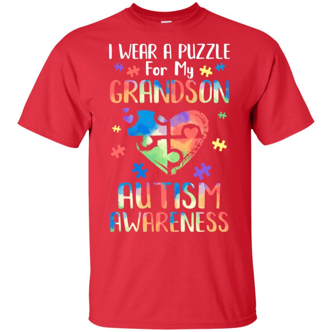I Wear A Puzzle For My Grandson Autism Awareness-T-Shirt & Hoodie-Classic T-Shirt-Red
