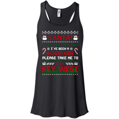 Santa I've Been A Good Girl Please Take Me To Key West-T-Shirt & Hoodie-Women's Flowy Racerback Tank-Black