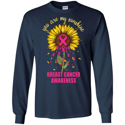 You Are My Sunshine Breast Cancer Awareness-T-Shirt & Hoodie-Long Sleeve T-Shirt-Navy