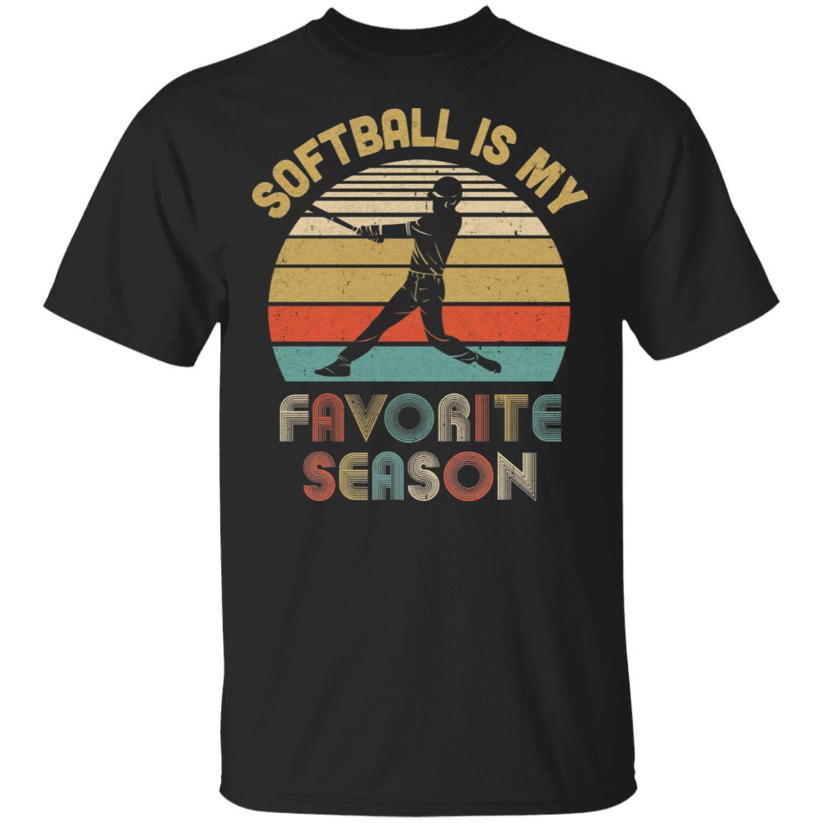 Softball Is My Favorite Season Vintage-T-Shirt & Hoodie-Classic T-Shirt-Black