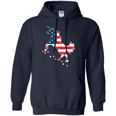 Unicorn Silhouette July of 4th-T-Shirt & Hoodie-Pullover Hoodie-Navy