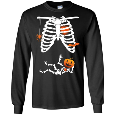 Halloween Baby Skeleton Maternity-T-Shirt & Hoodie-Long Sleeve T-Shirt-Black