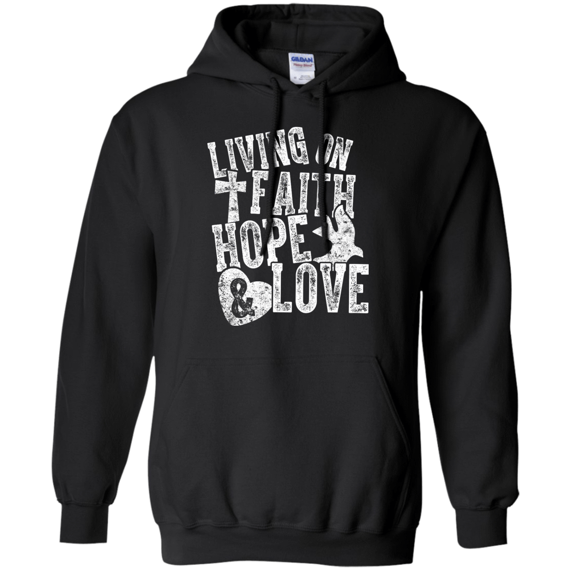 Living on Faith Hope and Love-T-Shirt & Hoodie-Pullover Hoodie-Black