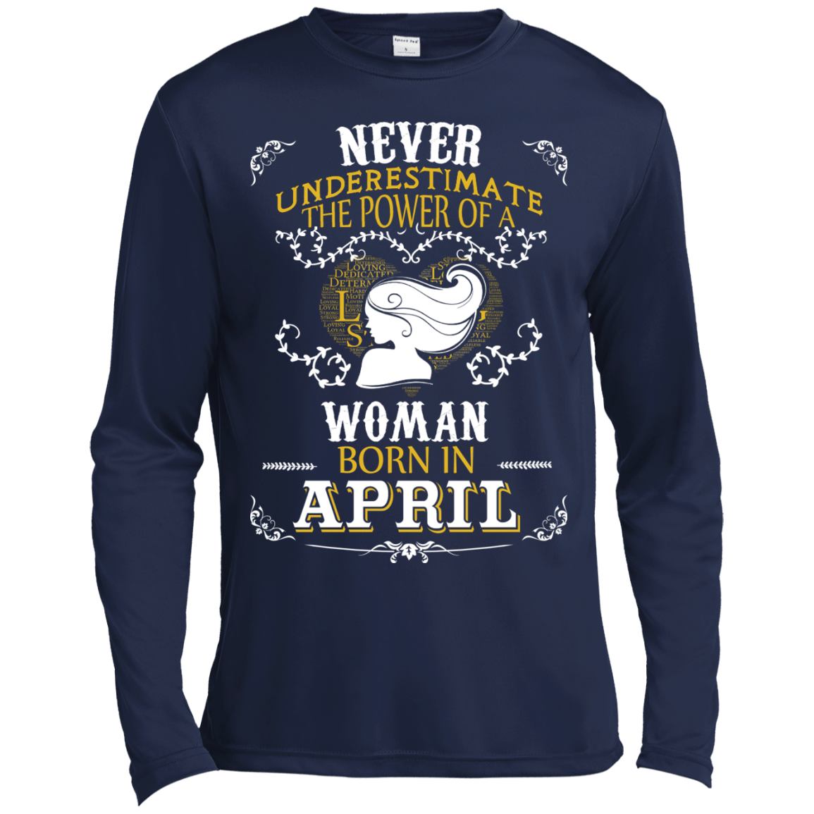 A Woman Born In APRIL-T-Shirt & Hoodie-Long Sleeve T-Shirt-Navy