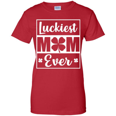 Luckiest Mom Ever St Patricks Day-T-Shirt & Hoodie-Women's T-Shirt-Red