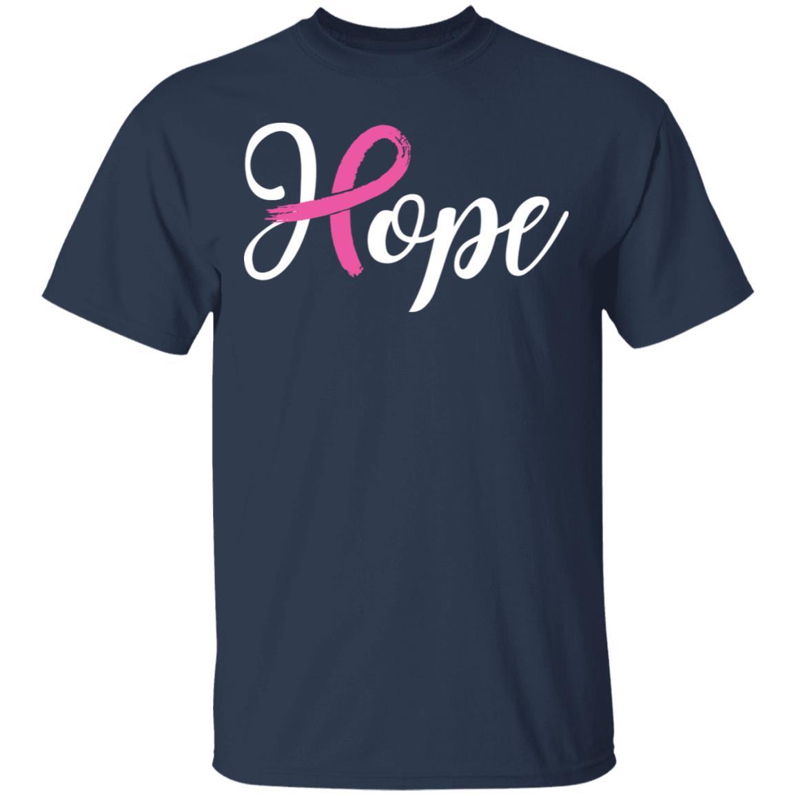 Breast Cancer Awareness Pink Ribbon Hope-T-Shirt & Hoodie-Classic T-Shirt-Navy