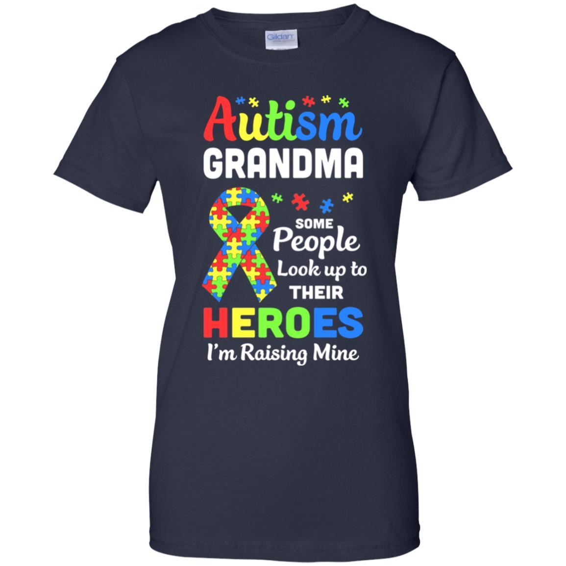 Autism Grandma Some People Look To Their Heroes-T-Shirt & Hoodie-Women's T-Shirt-Navy