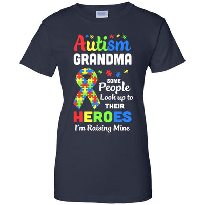 Autism Grandma Some People Look To Their Heroes-T-Shirt & Hoodie-Women's T-Shirt-Navy