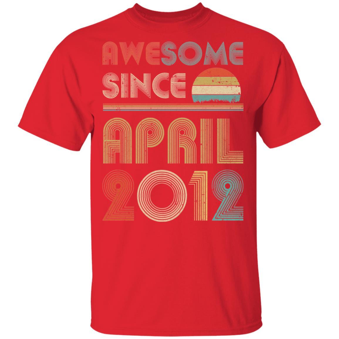 Awesome Since April 2012 Vintage 9th Birthday Gifts Youth-Youth Shirt-Youth T-Shirt-Red