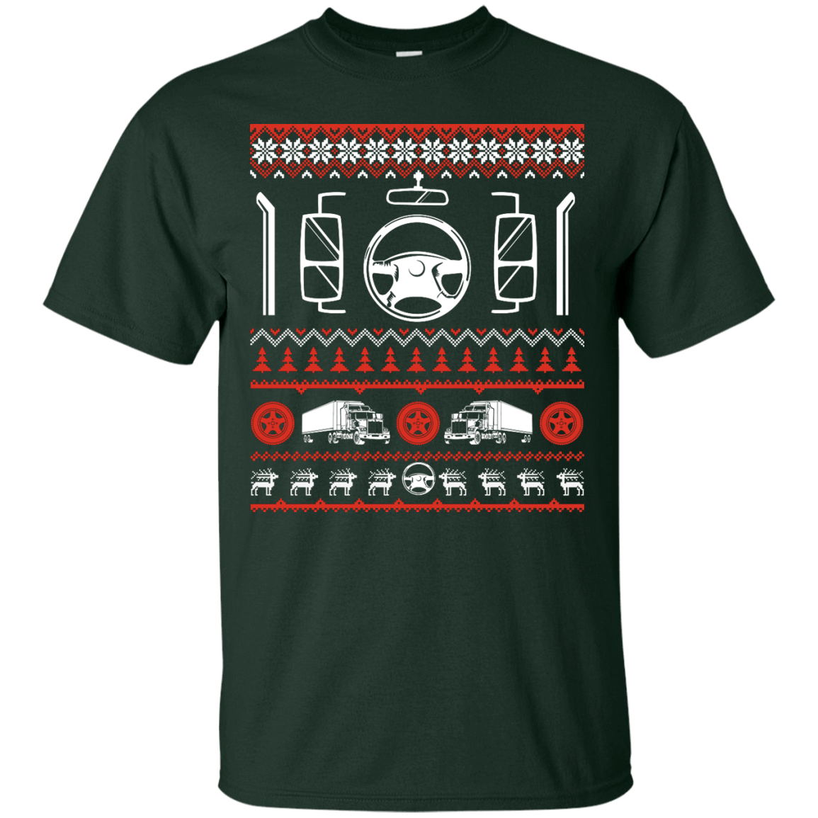 Trucker Christmas Sweater-T-Shirt & Hoodie-Classic T-Shirt-Forest Green