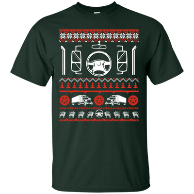 Trucker Christmas Sweater-T-Shirt & Hoodie-Classic T-Shirt-Forest Green