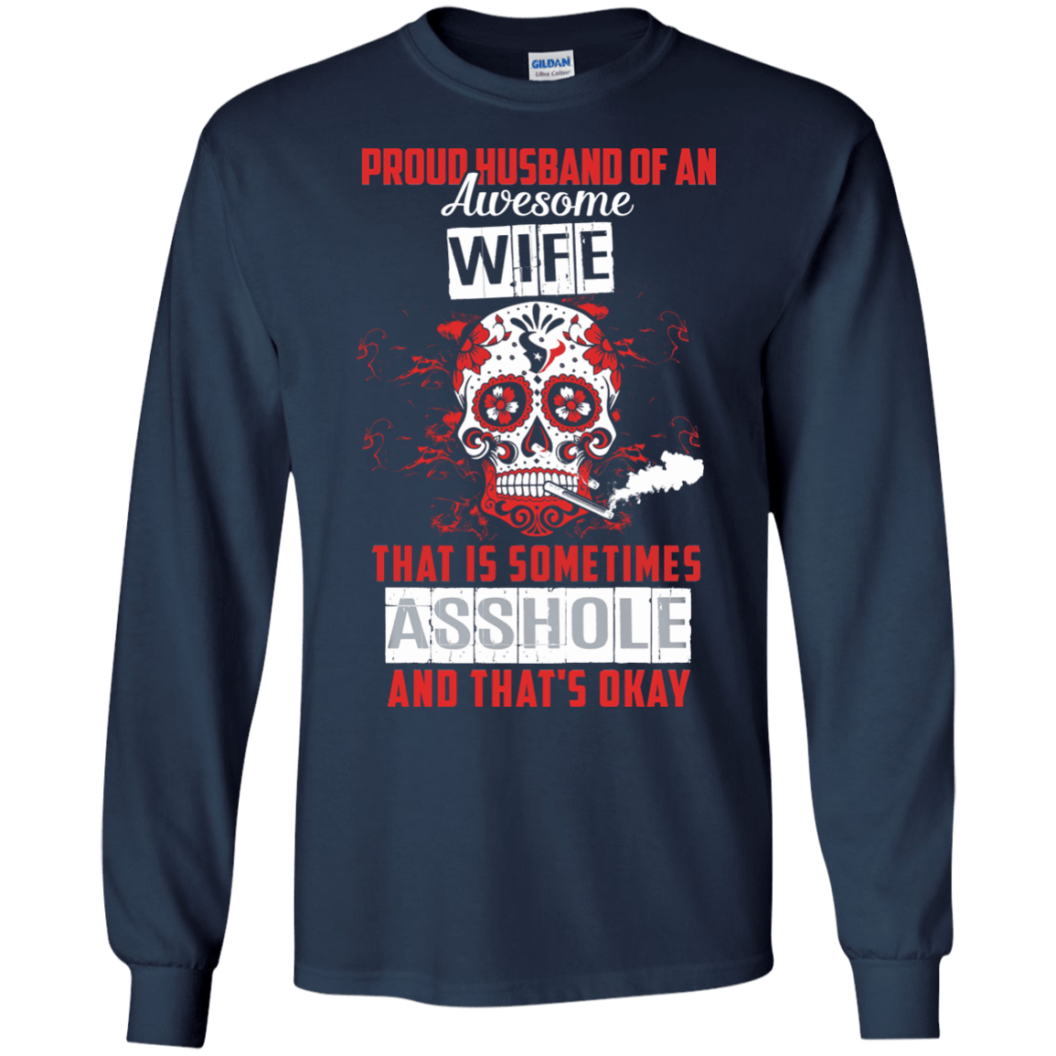 Proud Husband Of An Awesome Wife-T-Shirt & Hoodie-Long Sleeve T-Shirt-Navy