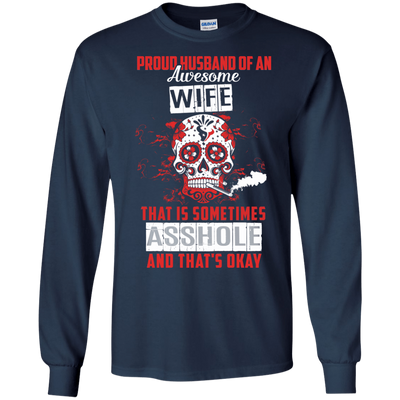 Proud Husband Of An Awesome Wife-T-Shirt & Hoodie-Long Sleeve T-Shirt-Navy