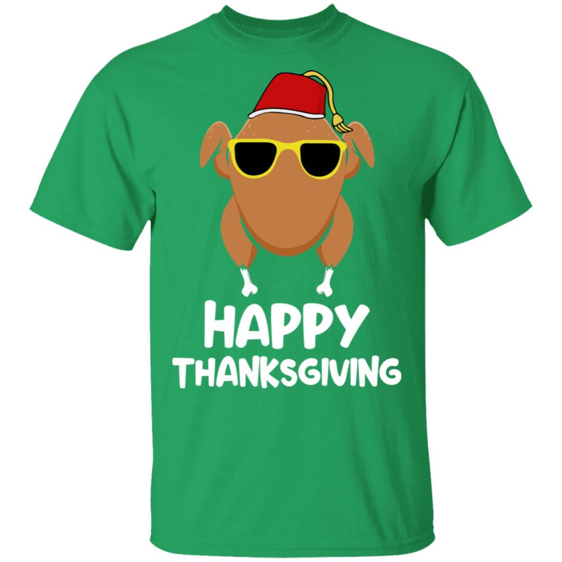 Turkey Head Happy Thanksgiving Glasses Red Hat Funny-T-Shirt & Sweatshirt-Classic T-Shirt-Irish Green