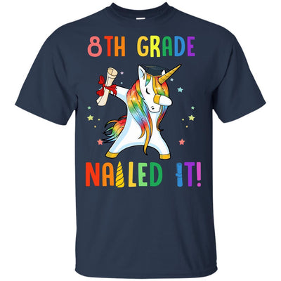 Dabbing 8th Grade Unicorn Nailed It Graduation Class Of 2021 Youth-Youth Shirt-Youth T-Shirt-Navy