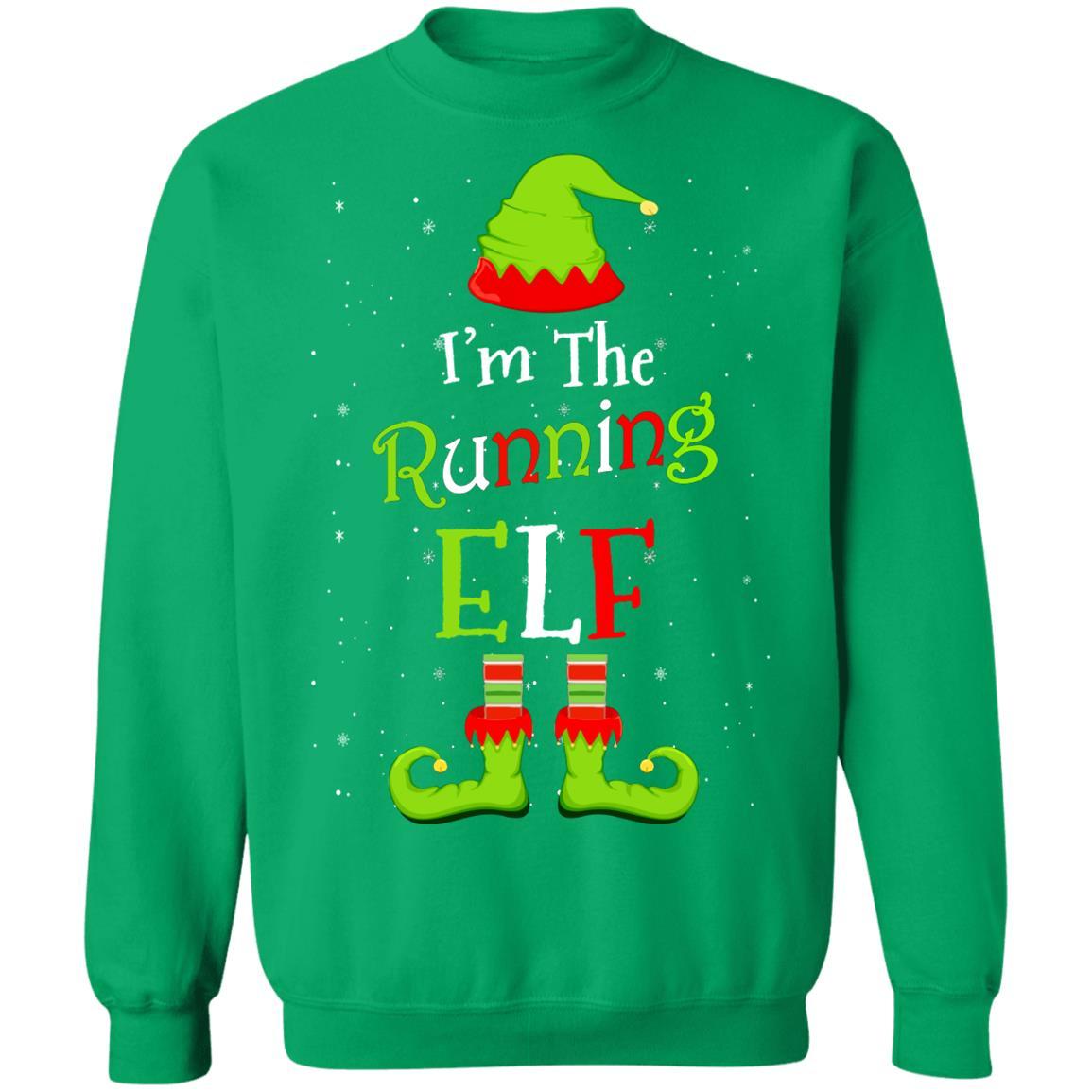 I'm The Running Elf Family Matching Funny Christmas Group Gift-T-Shirt & Sweatshirt-Crewneck Sweatshirt-Irish Green