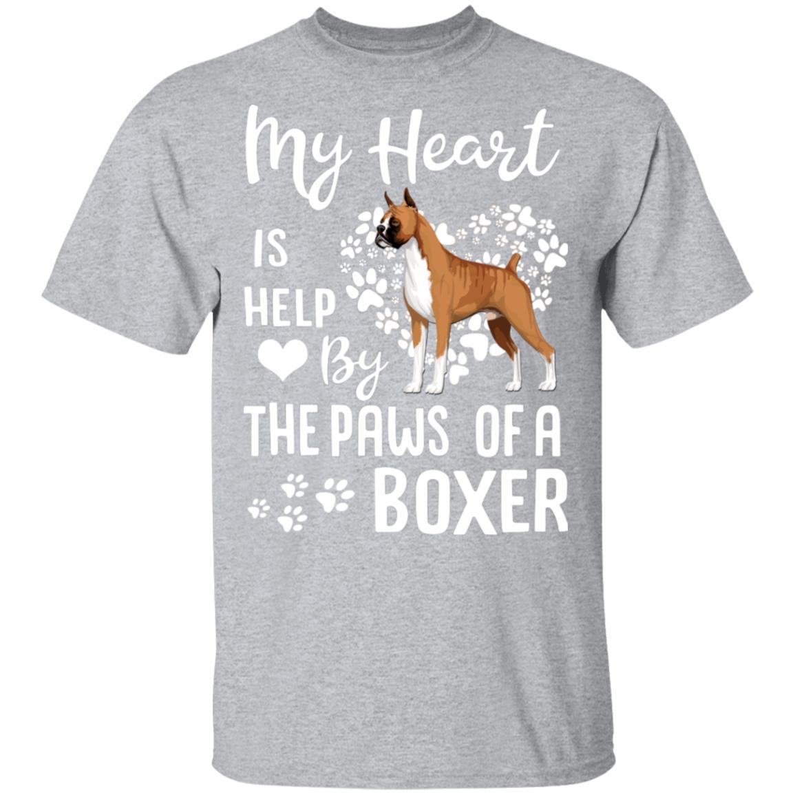 My Heart Is Held By The Paws Of A Boxer Lover-T-Shirt & Hoodie-Classic T-Shirt-Sport Grey