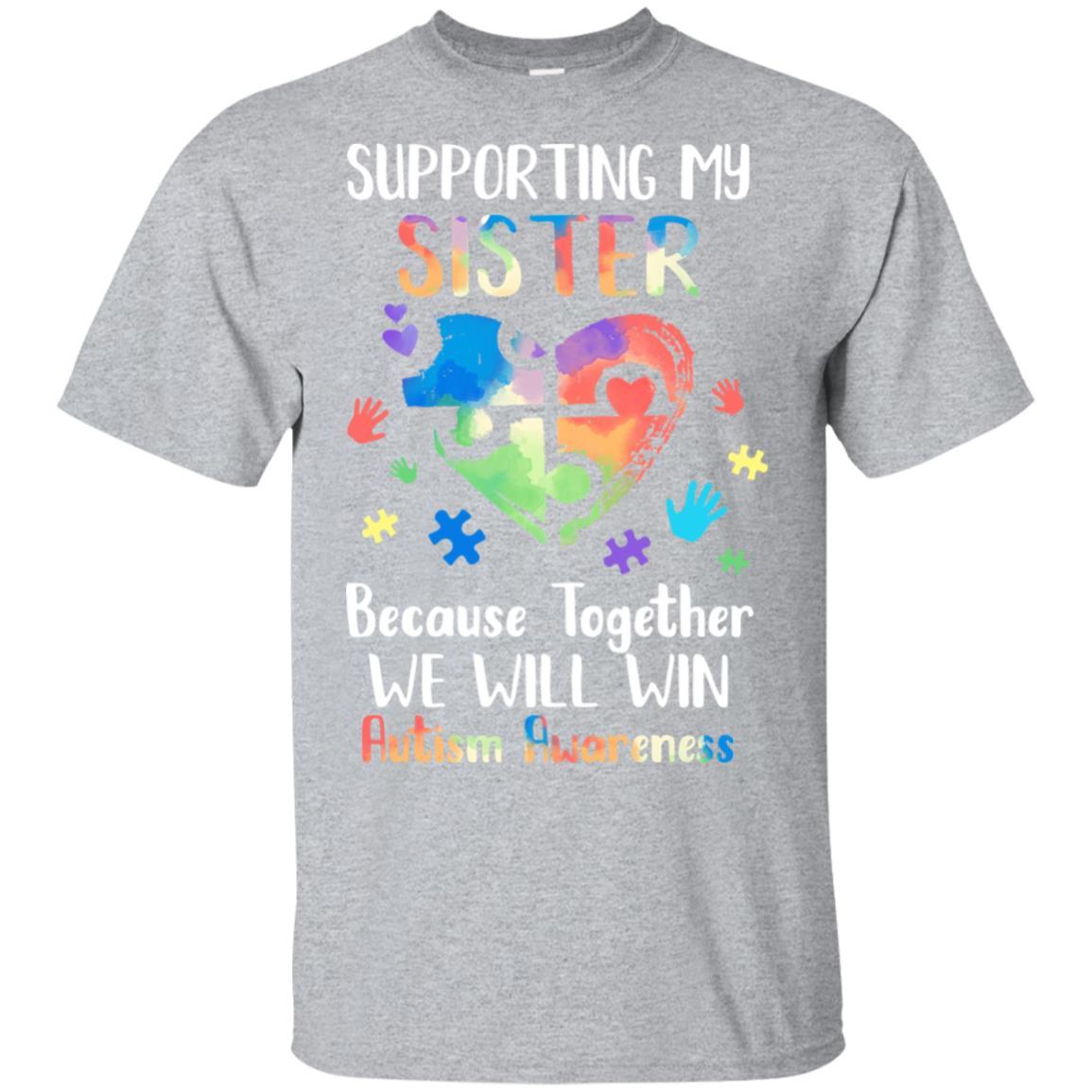 Supporting My Sister Puzzle Autism Awareness Month-T-Shirt & Hoodie-Classic T-Shirt-Sport Grey