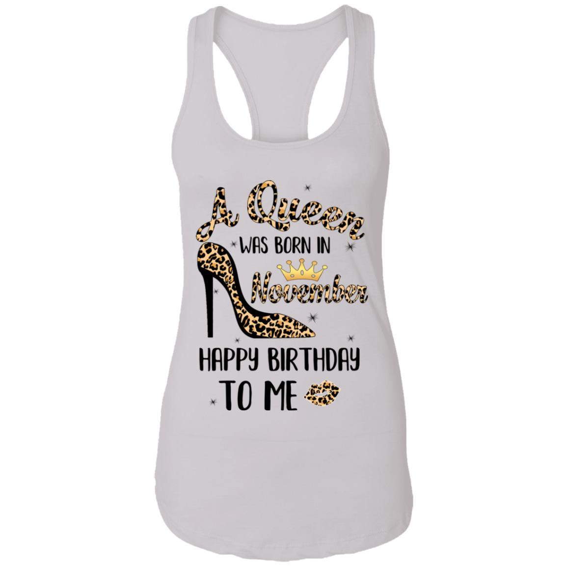 Born In November Girl Leopard High Heels Birthday Women Gift-T-Shirt & Tank Top-Women's Ideal Racerback Tank-White