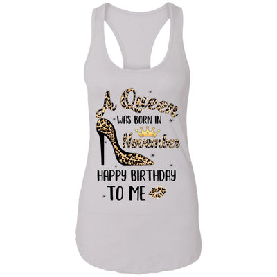 Born In November Girl Leopard High Heels Birthday Women Gift-T-Shirt & Tank Top-Women's Ideal Racerback Tank-White