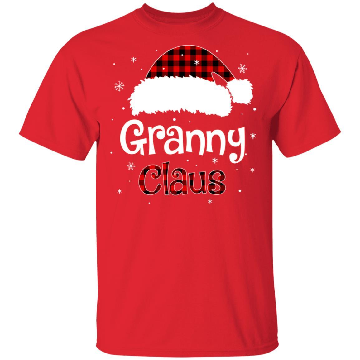 Santa Granny Claus Red Plaid Family Pajamas Christmas Gift-T-Shirt & Sweatshirt-Classic T-Shirt-Red