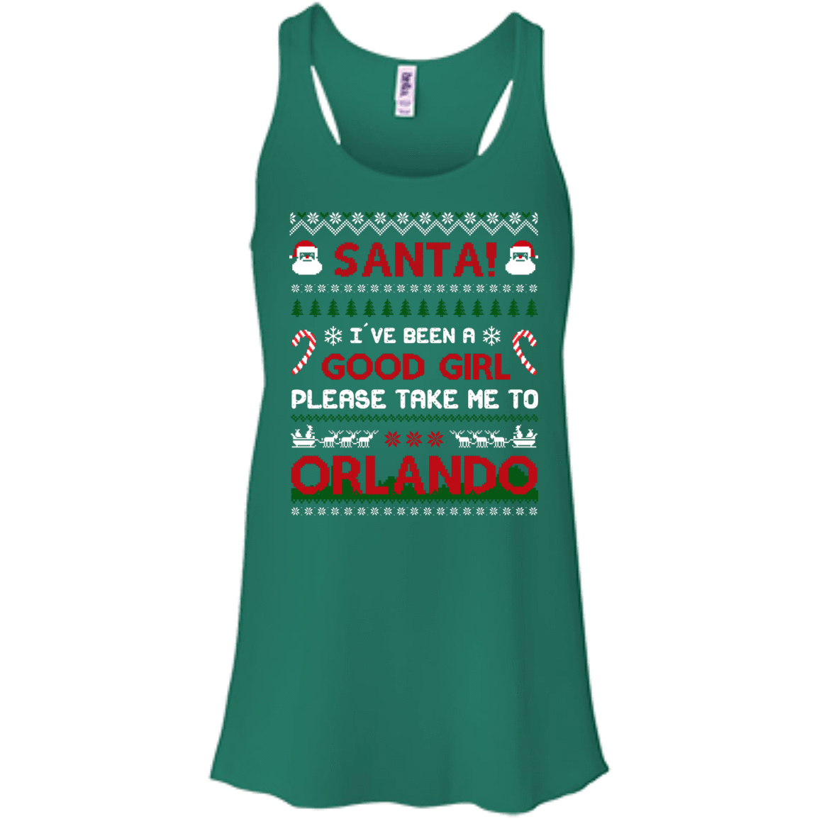 Santa I've Been A Good Girl Please Take Me To Orlando-T-Shirt & Hoodie-Women's Flowy Racerback Tank-Kelly