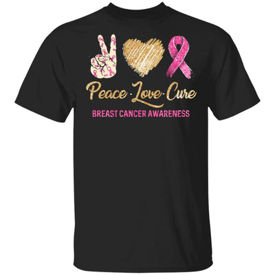 Peace Love Cure Breast Cancer Awareness-T-Shirt & Hoodie-Classic T-Shirt-Black