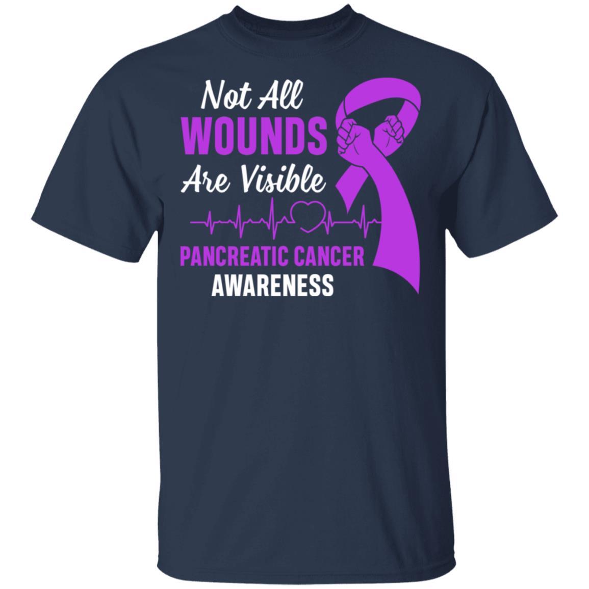 Pancreatic Cancer Awareness Not All Wounds Are Visible-T-Shirt & Hoodie-Classic T-Shirt-Navy