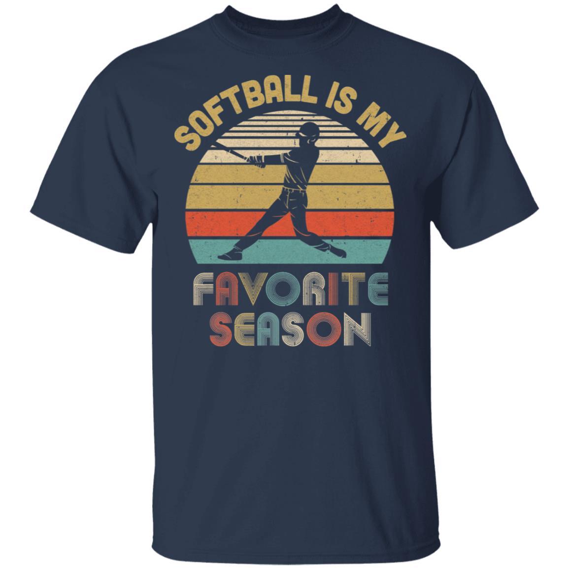 Softball Is My Favorite Season Vintage-T-Shirt & Hoodie-Classic T-Shirt-Navy