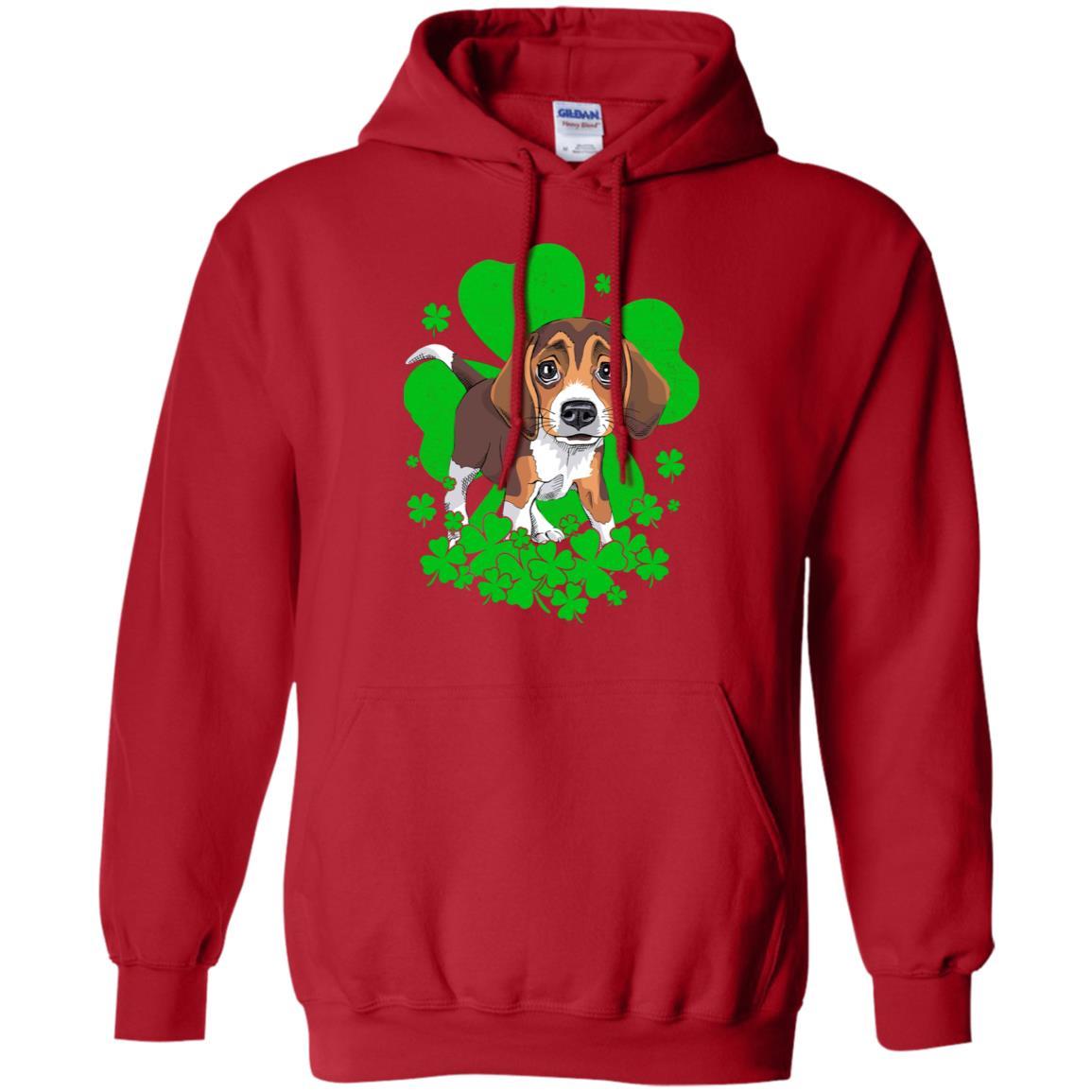 Beagle St. Patrick's Day Clovers-T-Shirt & Hoodie-Pullover Hoodie-Red