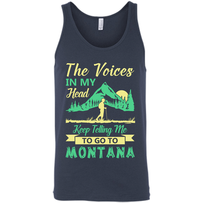 The Voices In My Head Keep Telling Me To Go To Montana-T-Shirt & Hoodie-Unisex Tank-Navy