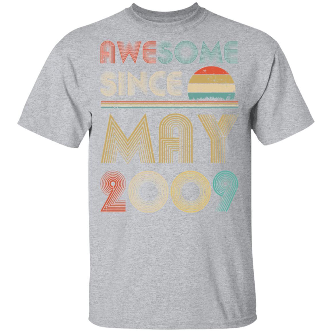 Awesome Since May 2009 Vintage 12th Birthday Gifts Youth-Youth Shirt-Youth T-Shirt-Sport Grey