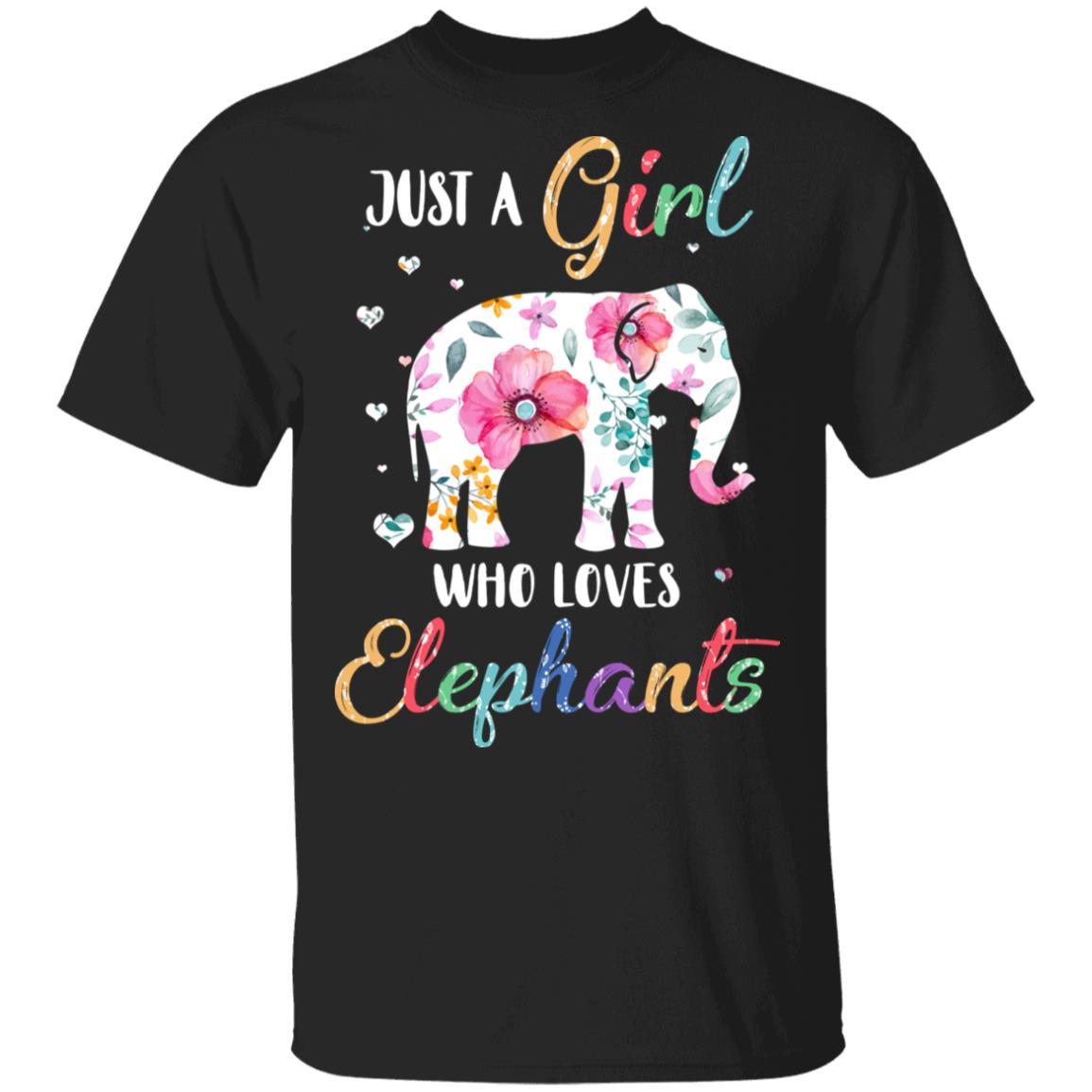 Just A Girl Who Loves Elephants Cute Elephant Lover-T-Shirt & Hoodie-Classic T-Shirt-Black