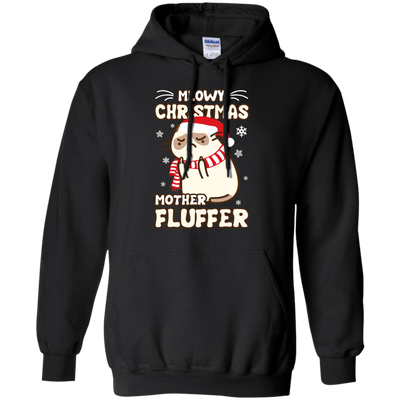 Meowy Christmas Mother Fluffer T Shirt-T-Shirt & Hoodie-Pullover Hoodie-Black