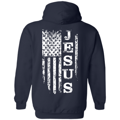 JESUS American Flag-T-Shirt & Hoodie-Pullover Hoodie-Navy