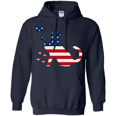 Meowica Cat American Flag 4th of July-T-Shirt & Hoodie-Pullover Hoodie-Navy