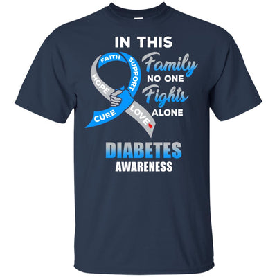 In This Family No One Fights Alone Diabetes Awareness-T-Shirt & Hoodie-Classic T-Shirt-Navy
