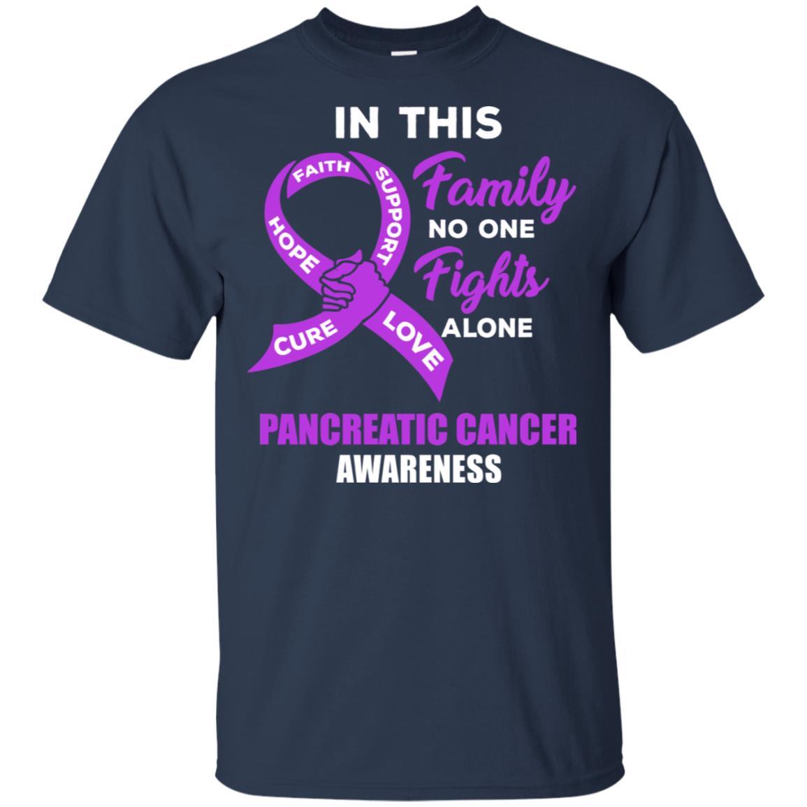In This Family No One Fights Alone Pancreatic Cancer-T-Shirt & Hoodie-Classic T-Shirt-Navy